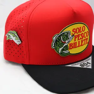 Solo Pesco Billete  Red/Black 804 High Crown Hydro Snapback | Embroidered Patch + Green Bass Pin