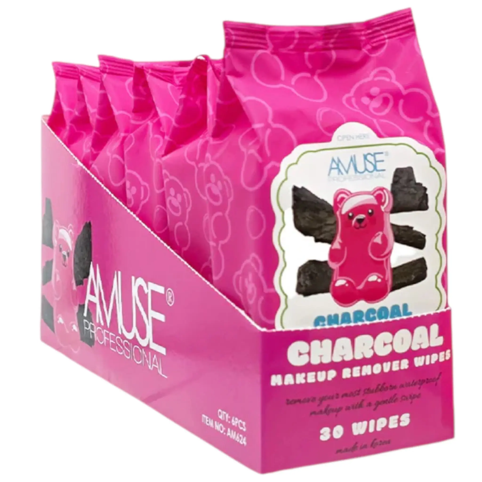 Toallitas Desmaquillantes Carbón Amuse - Venta al por Mayor Display 6 Unidades (AM624)
