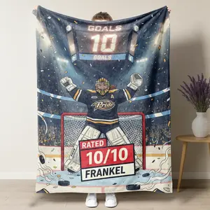 Soft Funny Throw Blanket Rated 10/10 Frankel Hockey Pattern Blanket,Custom Goalie Celebration Pattern Blanket,Personalized Sports for Hockey Lovers,Soft Warm Napping Blanket for Home Office Travel Camping