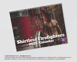 Shirtless Firefighters Firemen 2026 Wall Calendar Hot Men Gift For Her Gag Gift White Elephant Yankee Exchange Christmas Gift wall calendar