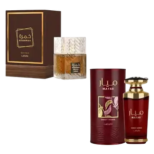 (2pc Bundle Pack) Mayar Cherry Intense + Khamrah Qahwa by Lattafa EDP Spray, 3.4oz