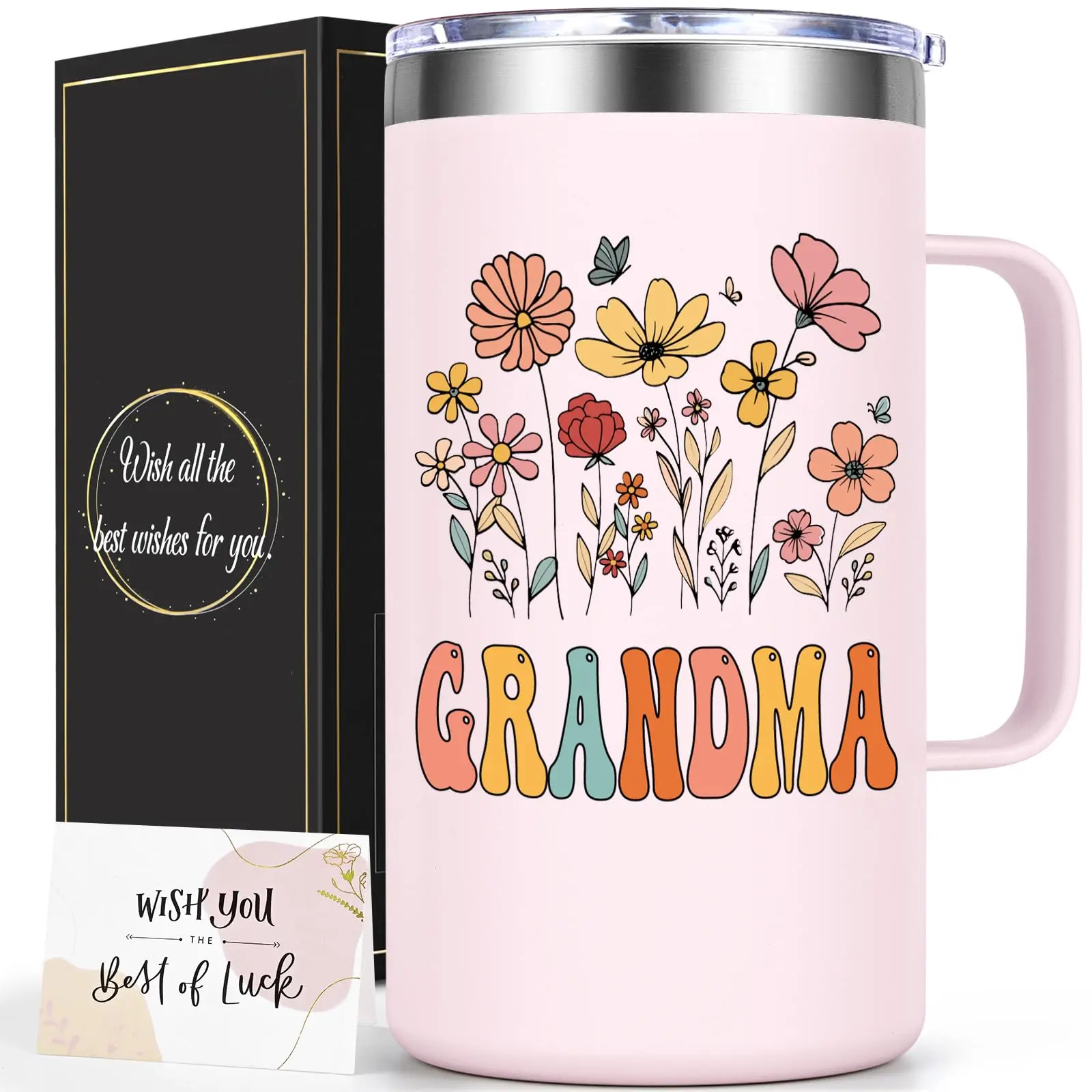 Lifecapido Grandma Gifts Summer 20oz Stainless Steel Vacuum Insulated Tumbler Mug with Lid Straw Reusable Travel Cup for Iced Cold Coffee Humor Quote Design Gift Box Packed Mother's Day Birthday Xmas Gift for Grandma Women from Granddaughter summerwins