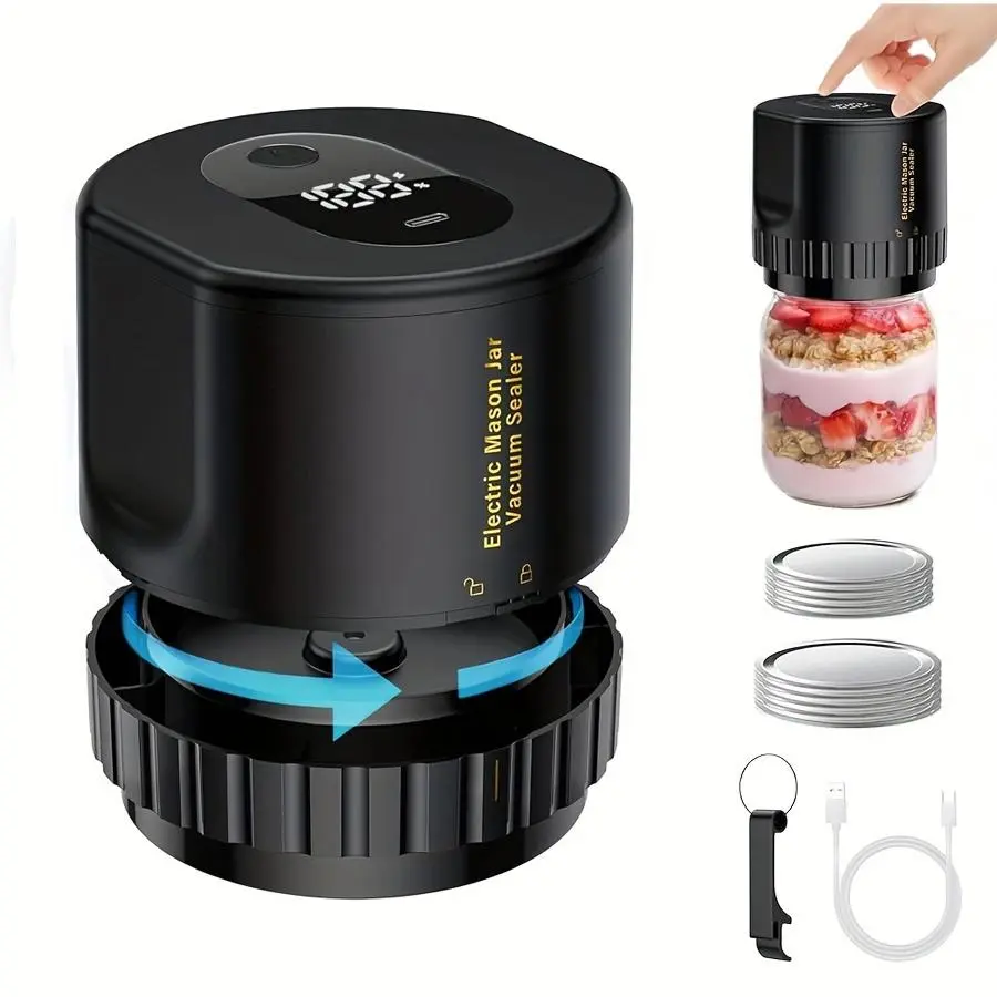 Automatic Vacuum Sealer Machine, Vacuum Sealing Machine for Mason Jars, Food Storage & Fermentation, Fits Wide Mouth & Regular Mouth, Kitchen Appliance, Vacuum Packing Machine