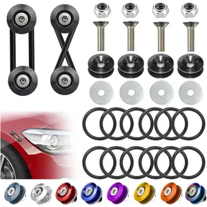 Universal Bumper Clips, Front Rear Bumper Quick Release Kit, Bumper Holders for Cars (4 Black Bumper Quick Release Tabs and 12 Customized O-Rings)