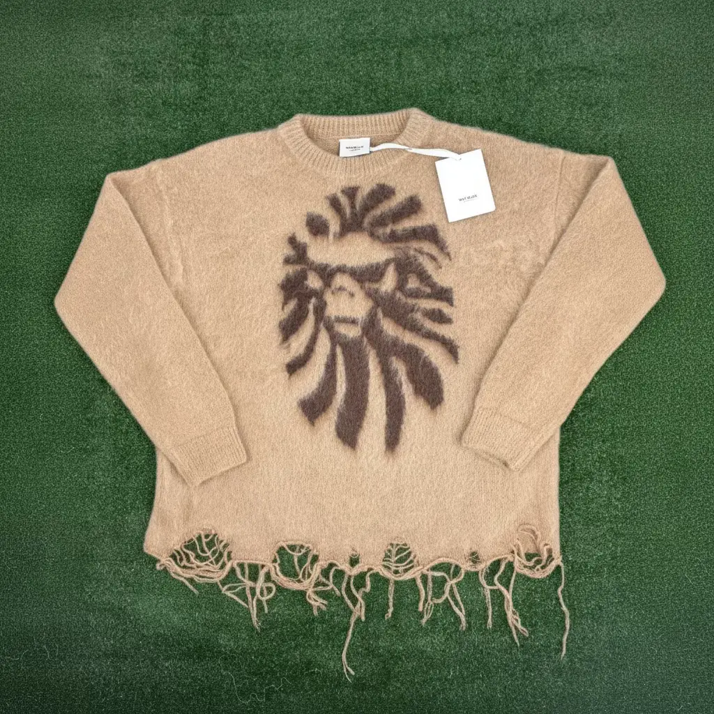 BAPE Black Japan Distress Knitted Sweater Light Beige Size XL (Retail: $608)
