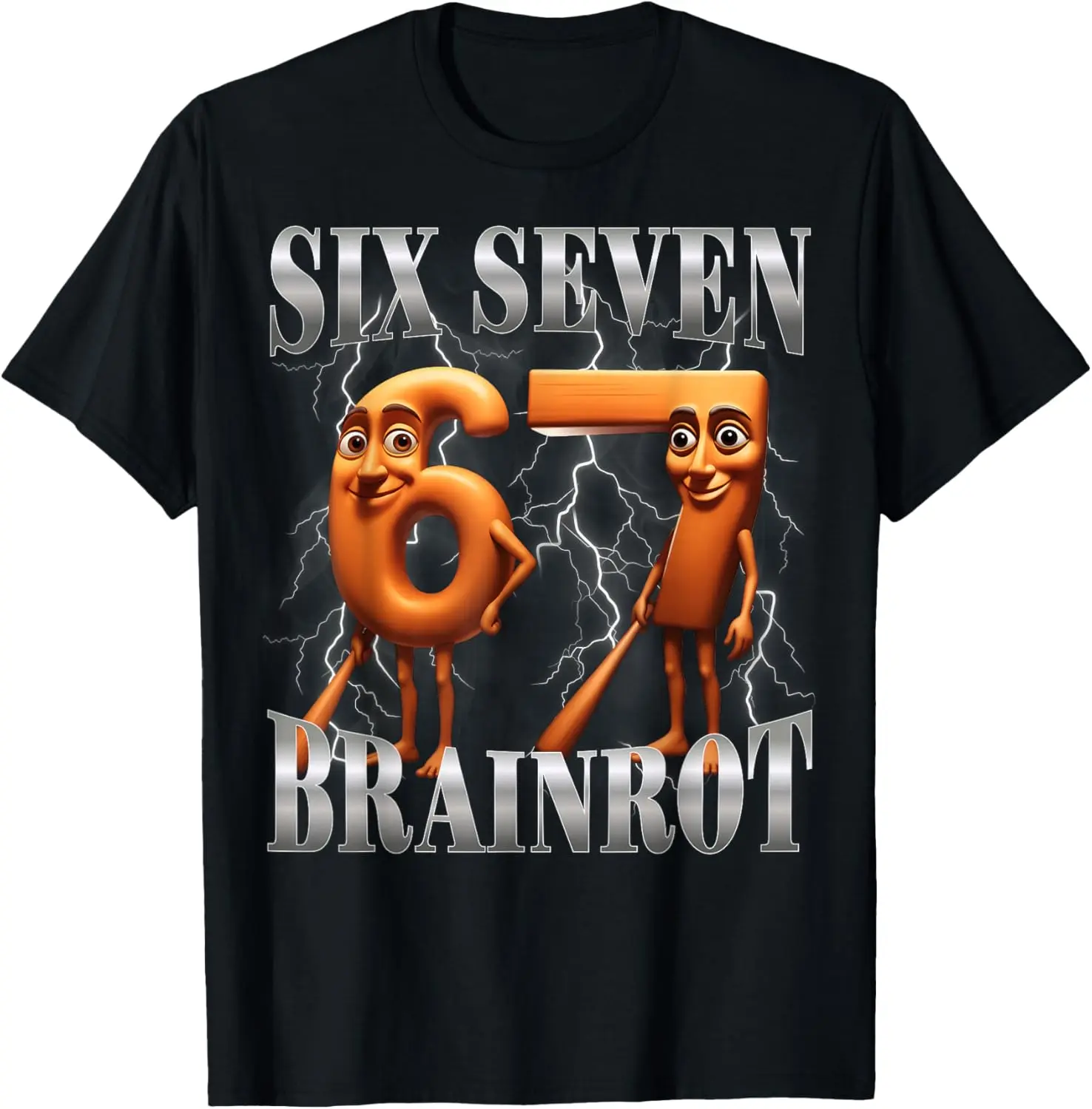 100% Cotton Funny 67 Italian Brainrot Tung Tung Sahur Six Seven Meme T-Shirt