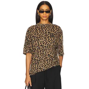 ANINE BING Avi Tee in Black & Brown Leopard