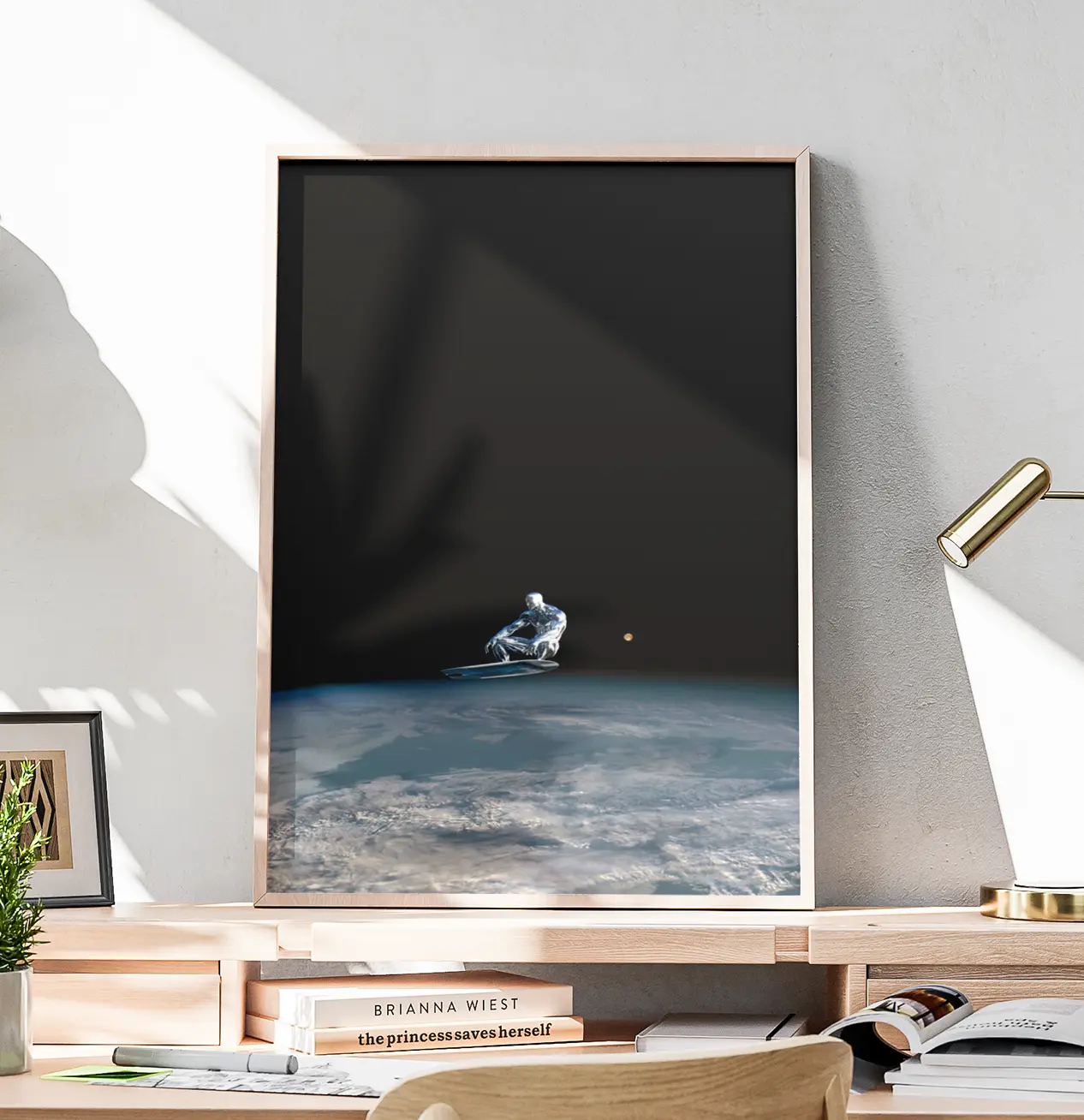Cosmicc Traveler Minimalist Space & Earth Poster | Surreal Wall Art Print
