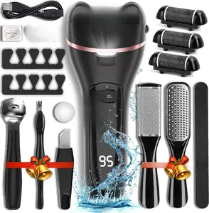 Electric Callus Remover for Feet with 3 Roller Heads 2 Speed Rechargeable Waterproof Professional Pedicure Kit 17 in 1 Foot File Tools Perfect for Dead Hard Cracked Dry Skin Manicure Nail