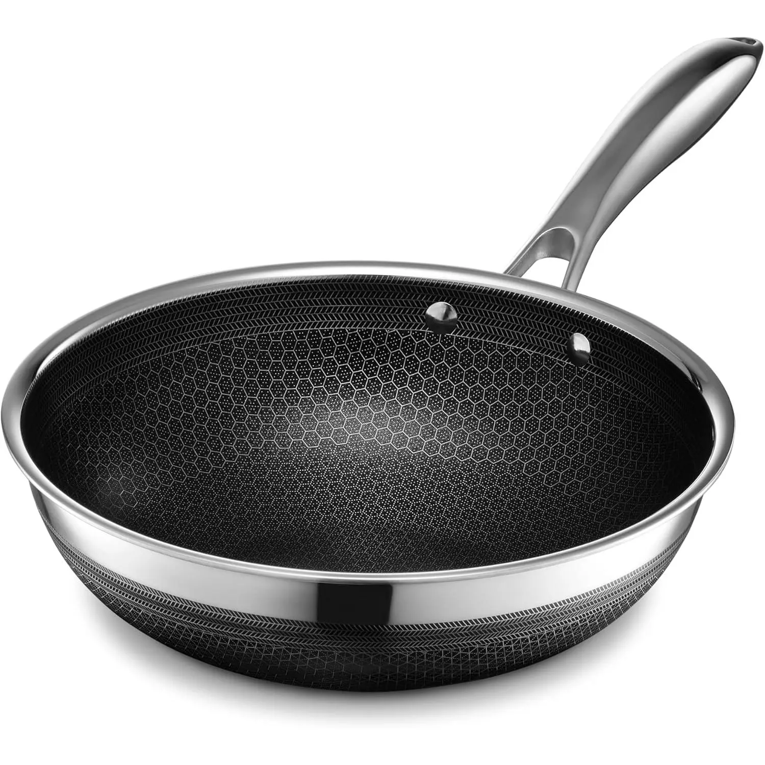 10 In Round Ceramic Non-Stick Aluminum Alloy Frying Pan Wok, Stay-Cool Handle, Dishwasher Safe, Oven Safe Up to 900°F, Induction & All-Stove Compatible Cookware