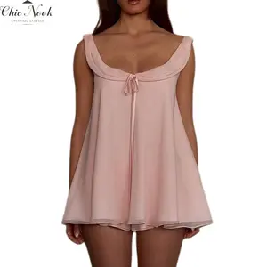 Women's Summer Shorts Outfit Loose Fit Stylish Solid U Neck Long Tank Tops and Low Rise Shorts 2 Pcs Set