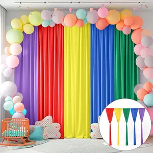 Rainbow Backdrop Curtains 5 Panels Rainbow Backdrop for Birthday Party Decorations Colorful Curtains for Girls Bedroom Classroom 10 * 7FT