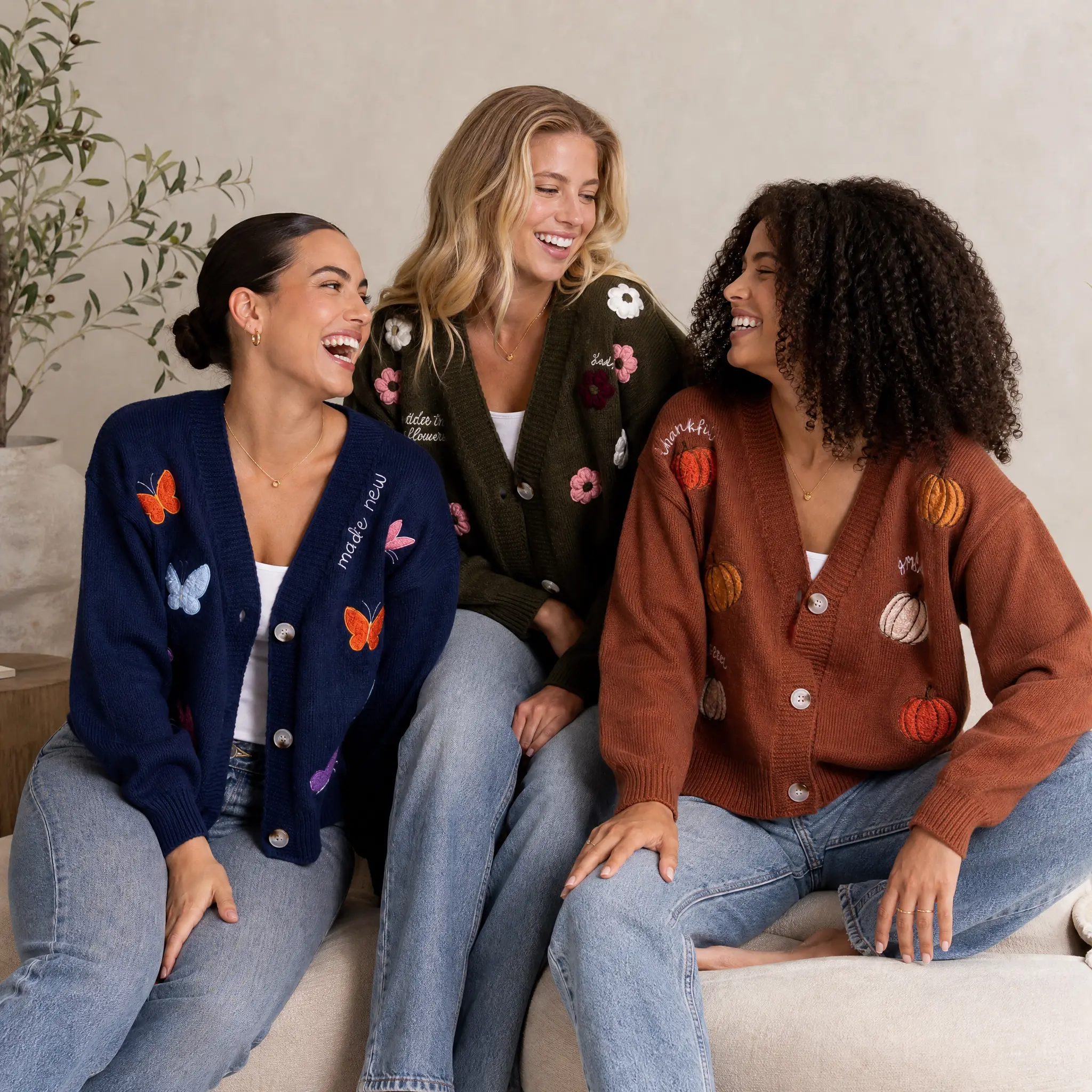 Love in Faith Women's Embroidered Fit V-Neck Long Sleeve Cardigan Top - Soft Nature Inspired Floral Knit, Ribbed Polyester Balloon Sleeves, Cozy Nature Inspired Women's Cardigans Love in Faith Women's Embroidered Fit V-Neck Long Sleeve Cardigan Top - Soft Nature Inspired Floral Knit, Ribbed Polyester Balloon Sleeves, Cozy Nature Inspired Women's Cardigans