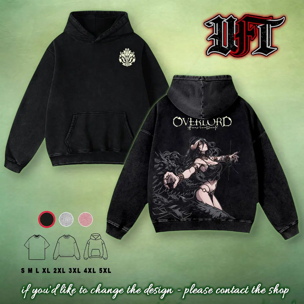 Albedo Overlord Washed Vintage Tee Tanktop Sweatshirt Hoodie Anime Graphic Shirt  Streetwear Cotton Unisex Gift