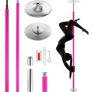 【Summervibes】VEVOR Professional Dancing Pole, Spinning Static Dancing Pole Kit, Portable Removable Pole, 40mm Heavy-Duty Stainless Steel Pole, Height Adjustable Fitness Pole, for Exercise Home Club Gym, Pink