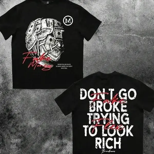 Front & Back Print Men's Oversized Loose Dropped Shoulder T-Shirt, Street Fashion Style y2k  outfits  men