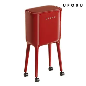 UFORU 16L Rolling Trash Can Includes 60 Trash Bags No-Bend High-Leg Design Pressure-Sealed Odor-Proof Lid Lockable Wheels Space-Saving Slim Profile Durable ABS & PP Construction Three Color Options for Kitchen & Living Room#SummerWins	#DFYD