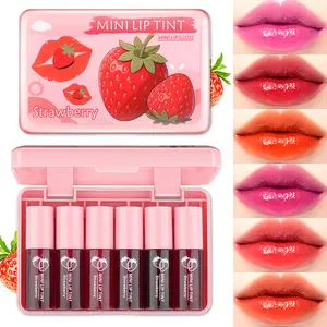 QIUFSSE 6 Color 3-in-1 Mini Strawberry Lip Stain | Pocket-Sized Color For Lips, Cheeks & Eyes | Waterproof, Buildable & Irresistibly Sweet