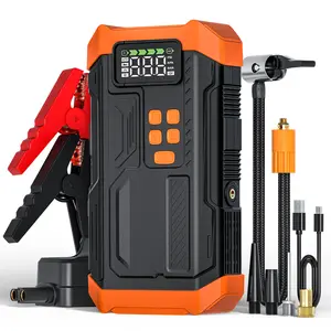 【New Arrivals 2026】5000A Multifunction 2-in-1 Car Jump Starter with Built-in Air Compressor, 12V Jump Box with LCD Display,Flashlight,Storage Case (Up 9L Gas/8L Diesel Engine