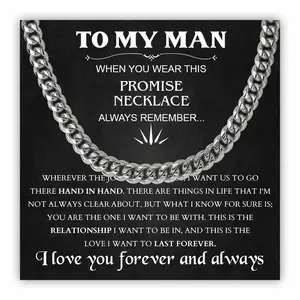 To My Man Cuban Chain Necklace, Husband Necklace from Wife, Necklace for Boyfriend, Mens Cuban Chain Necklace for Fiance, Men Necklaces for Him, Gifts for Men, Birthday Gifts for Boyfriend Husband