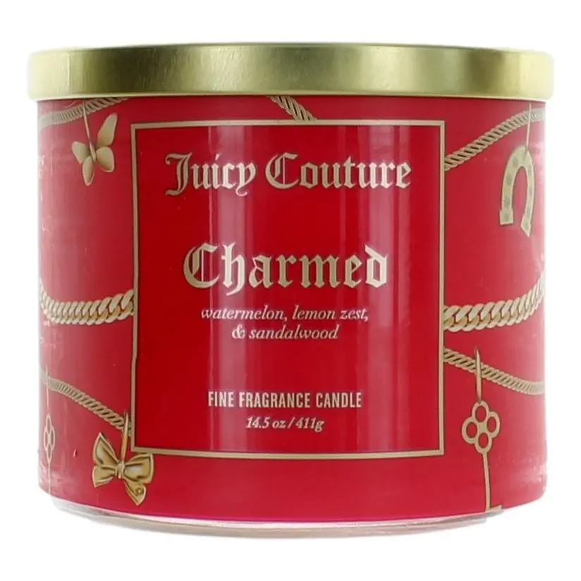 Juicy Couture 3-Wick Charmed Candle, 14.5 oz Soy Wax Blend - Home Decor Home Supplies Candle