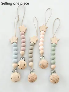 Cute Pacifier Clip & Chain Set, Perfect Gift for Friends, Comfortable Wooden Chain, Holiday Birthday New Year Gifts, Unique Present Idea
