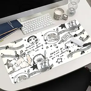 The large cute cat and music mouse pad with anti-slip rubber base and desk mat are suitable for gaming and office use. Measuring 90x40 cm, it is the perfect gift for gamers and professionals. Gaming Mouse Pads