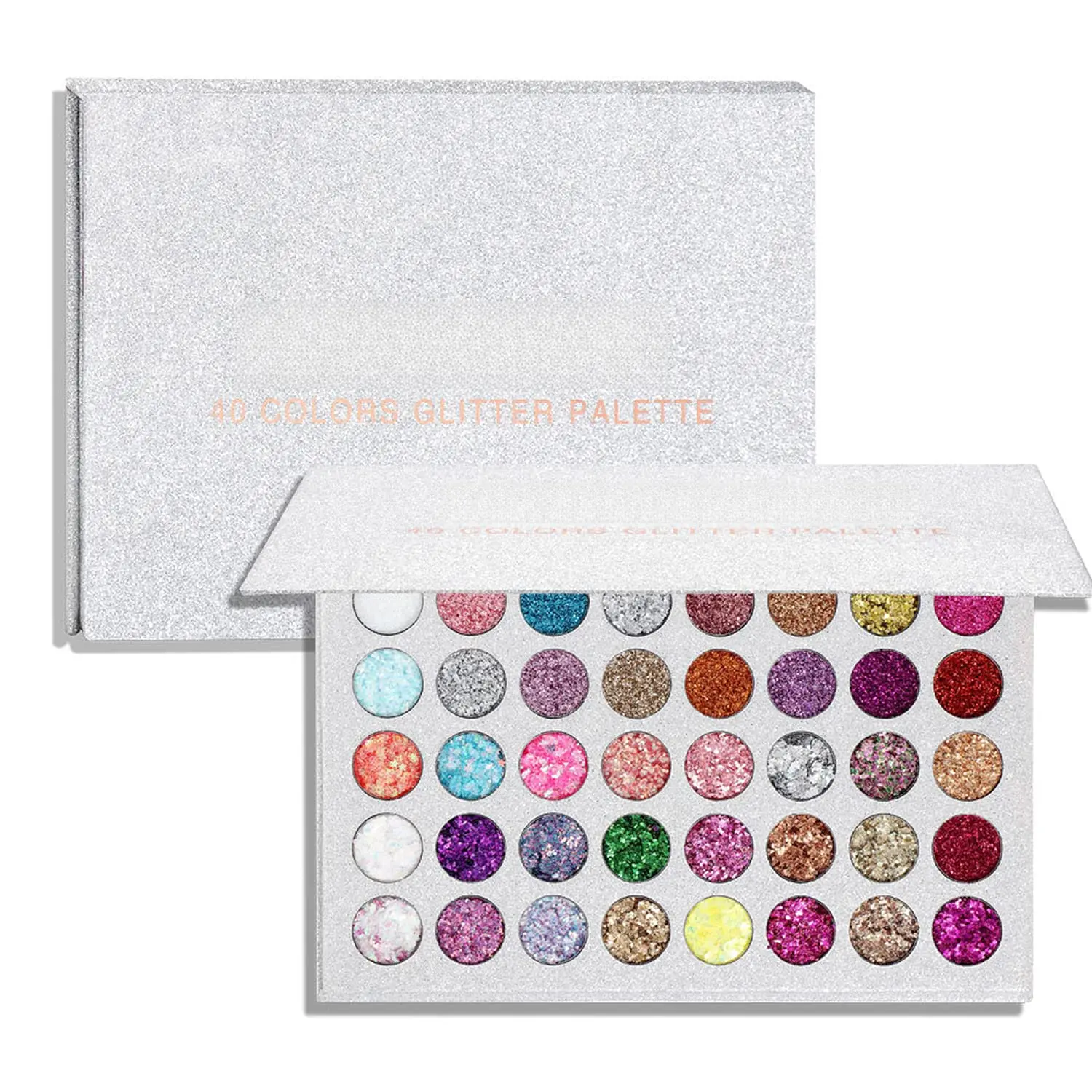 40pcs Pressed Glitter Eyeshadow Palette - Highly Pigmented, Long-Lasting Cosmetic Powder, Metallic & Holographic Shine, Easy Removal, Ideal for Eye & Face Art, Wedding Makeup, Prom Night, Bestie Gift