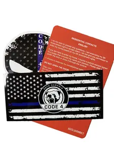 SGTO SARABIA Thin Blue Line Code 4 Decal Bundle – Waterproof Police Support Flag Stickers with Skull Decal & Free Red Card