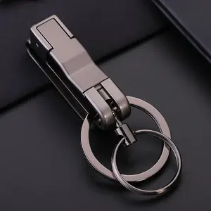 Men’s Creative Personalized Metal Anti-Loss Double-Ring Detachable Wearable Belt Lock/Key Clasp Accessory for Outdoor & Indoor Leisure Activities
