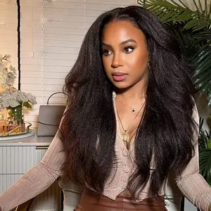250 Density 360 Yaki Straight Human Hair Wigs  Pre Cut Pre Plucked Invisi Strapwig Brazilian Ready To Go 360 Pre Cut Lace Frontal Wigs Kinky Straight Glueless Wig  Invisi Drawstring SummerVibes