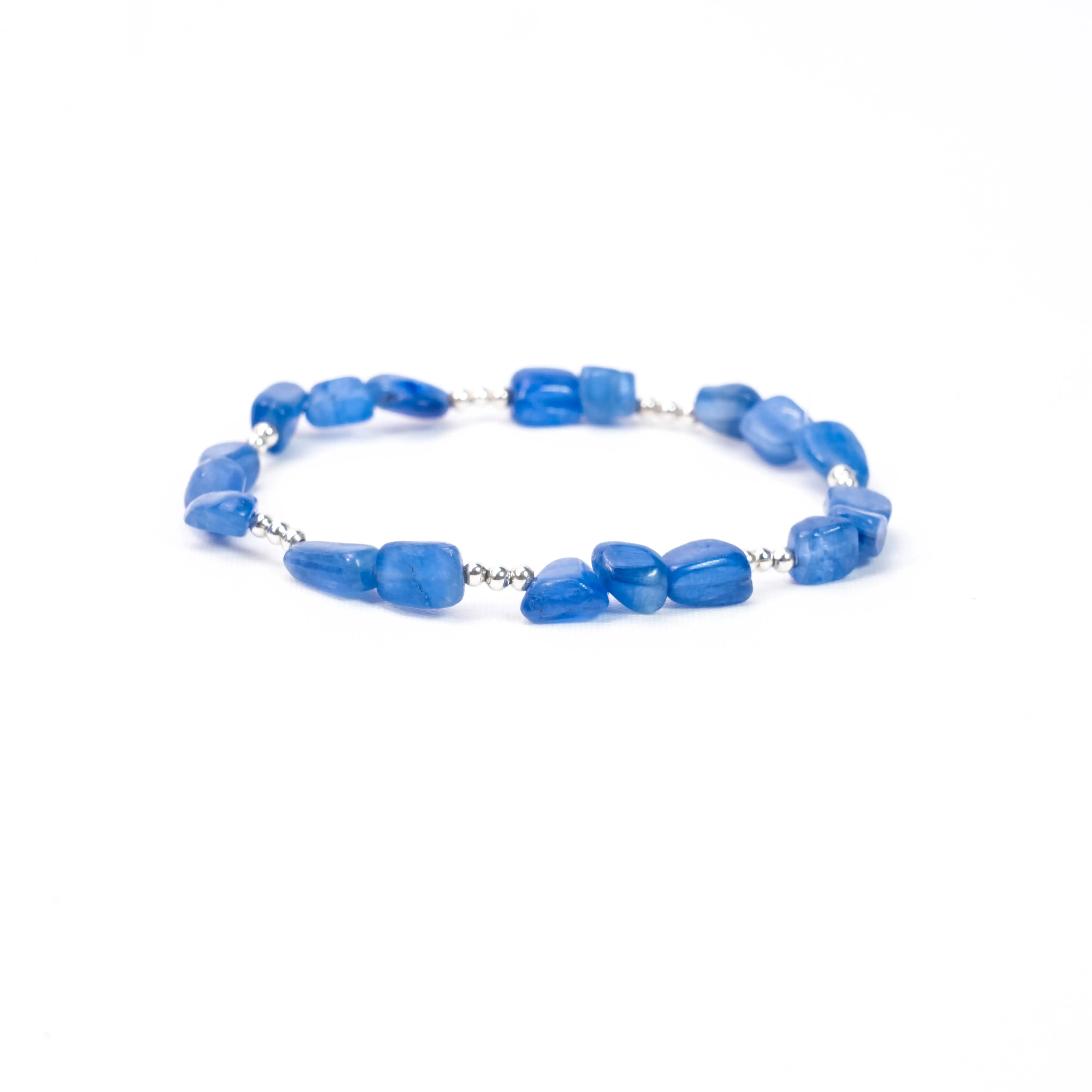 Handmade Blue Kyanite Crystal Bracelet - 1 Count, 150g, No Duplicates, Natural Crystal for Healing Calm Energy, Happy Birthday Gift for Single Female, Handmade Bracelet Jewelry Accessory, Blue Kynite