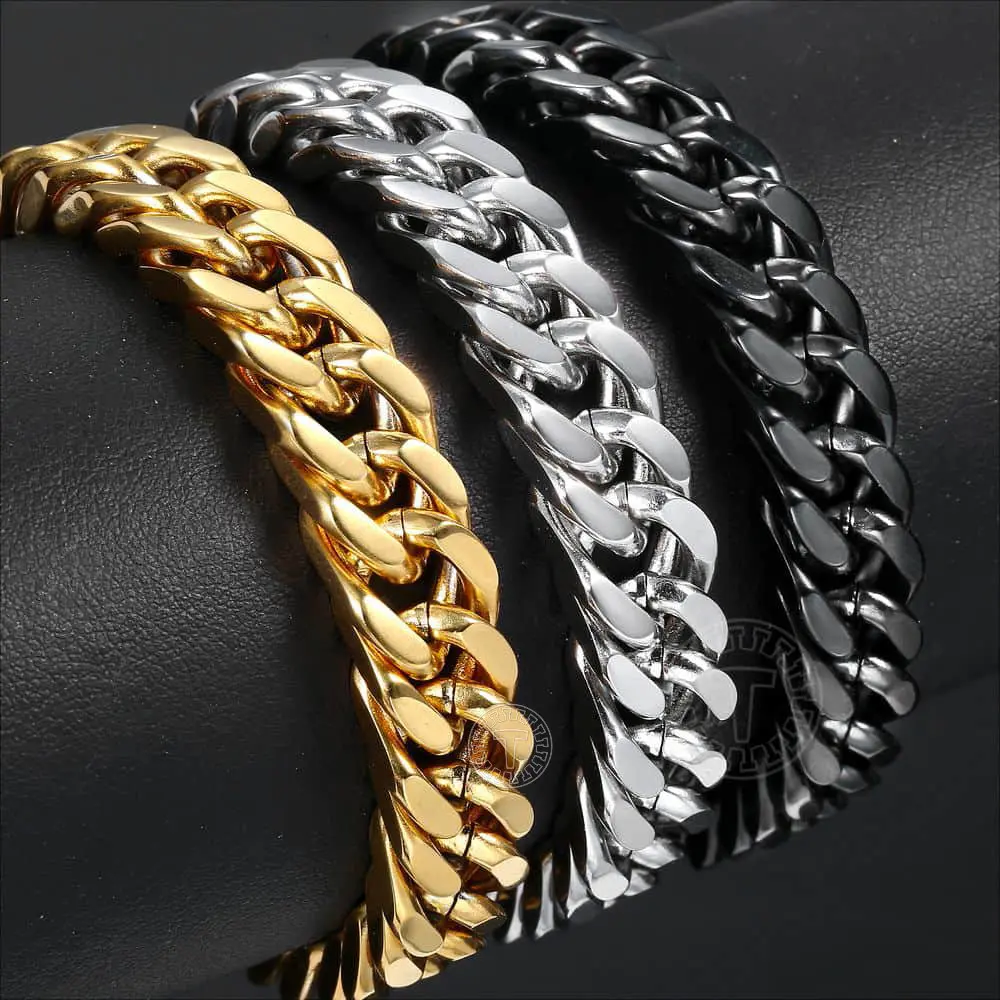 Hermah 10mm/15mm 316L Stainless Steel Men's Bracelet Hiphop Cuban Link Chain Bracelet For Male Jewelry Gifts