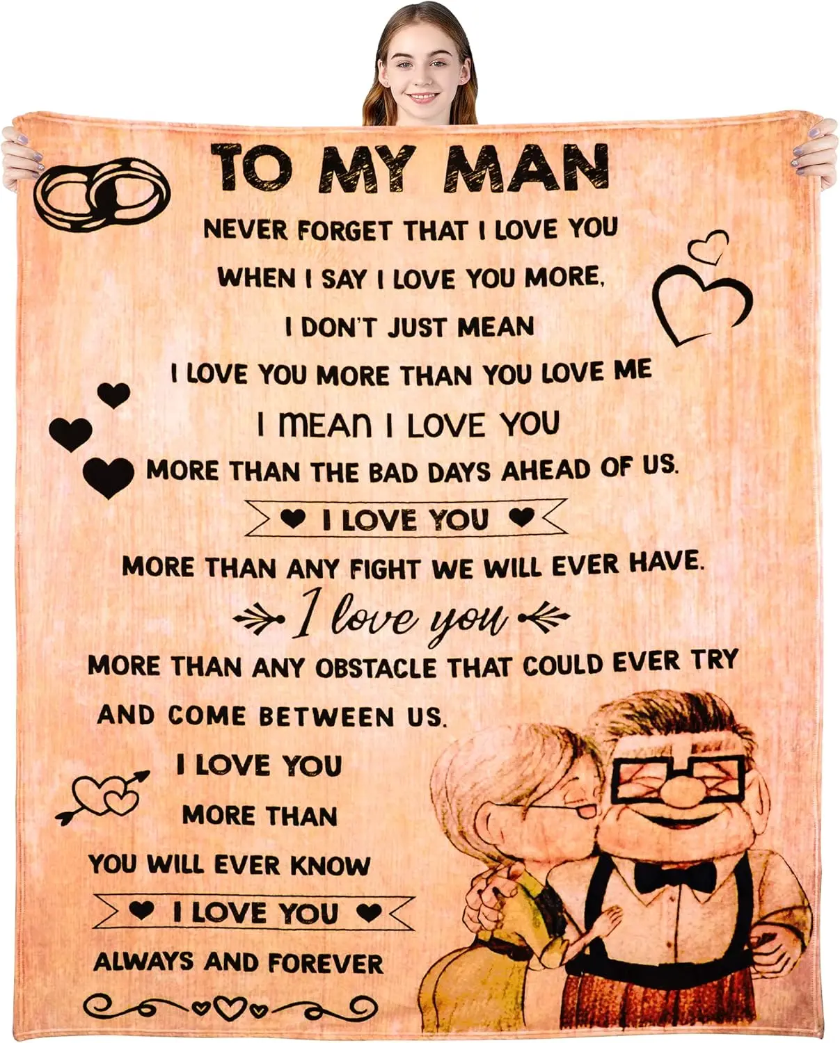 Gift to My Man Fleece Blanket, Bed Flannel Throw Blanket, Father's Day Wedding Anniversary Valentines Gift for Husband Dad