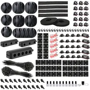 352 Piece Cable Management Tool Kit, Cable Organizer, 4 Cable Sleeves, 43 Clips, 10 Wire Holders, 22 Ties, 20 Wall Mounts, 200 Fasteners for TV Office Home Electronics