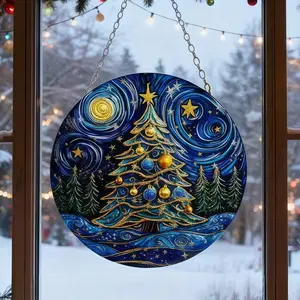 Round Hanging Decor, 1 Count Christmas bells, Christmas trees, Santa Claus Pattern Fashionable Acrylic Pendant, Hanging Decor for Home Living Room Bedroom,Gifts and Decorations Suitable for Christmas