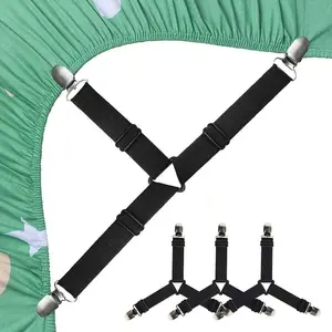 Bed Sheet Fastener, 4pcs/set Adjustable Triangle ElasticBand Clip, Bedding Accessories For Bed Sheet MattressCover Sofa, Home Accessories