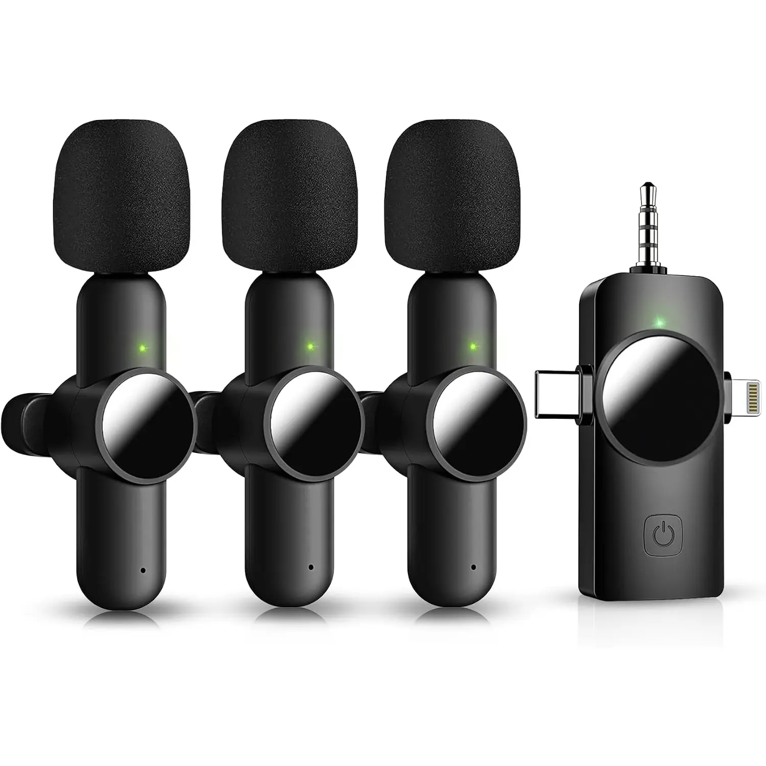 Mini Microphone for Iphone Android, 3 Wireless Lavalier Microphones | USB-C Lightning 3.5Mm Receiver, Plug and Play Noise Reduction Mic for Camera, Tiktok, Youtube, Vlog and Interviews AWSENS