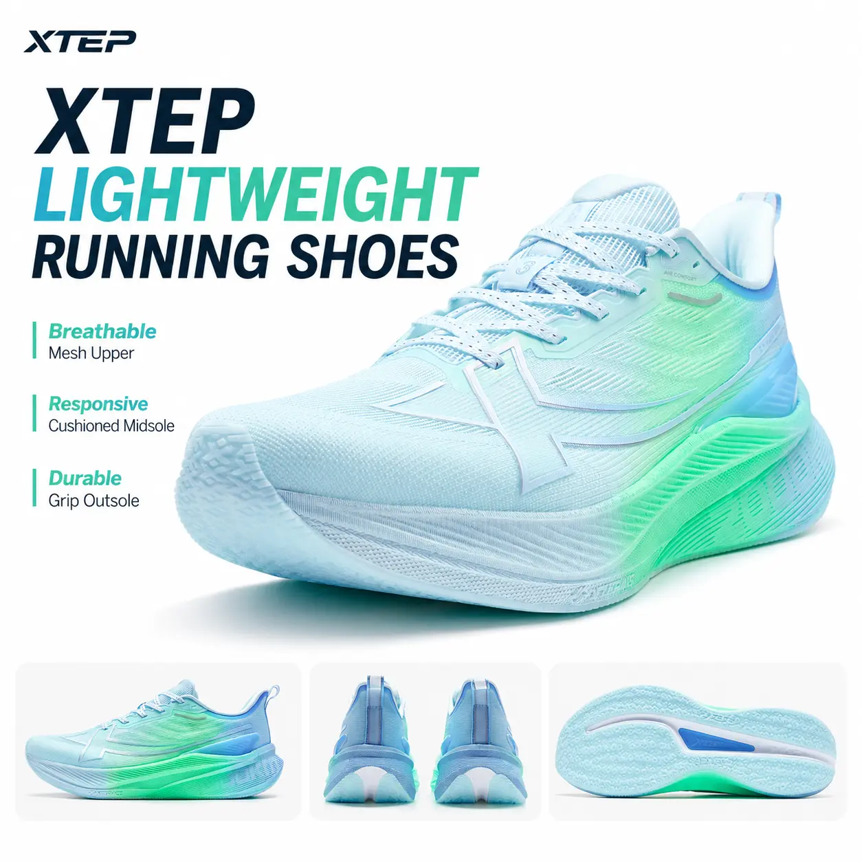 Xtep 2000km Series Men's Pro Running Shoes | Breathable Comfort Training Sneakers for Jogging, Marathon & Road Run