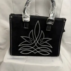 Black and Brown Western Stitch Detail Handbag