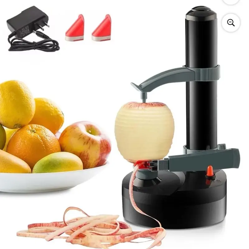 Topchances Electric Kitchen Utensils Peeler - Automatic Rotating Stainless Steel Multifunction Machine for Apple, Potato, Fruit and Vegetable Peeling, Black
