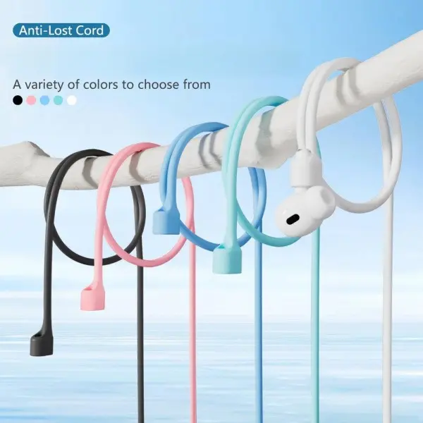 Single Pack Cyan Soft Silicone Earbuds Anti-Lost Lanyard Neck Strap Anti-Fall Cord Compatible with All AirPods Daily & Gym Use