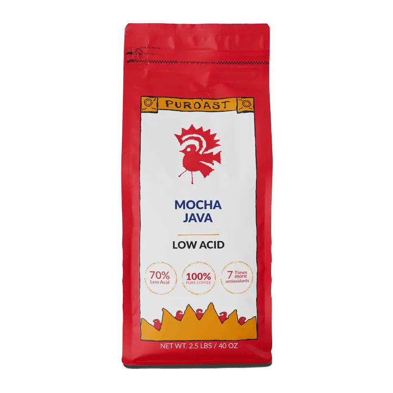 Puroast Mocha Java - Medium Roast Coffee & Chocolate Blend - Low Acid - 2.5 lbs/40 oz