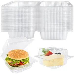 50 Pcs Clear Plastic Take Out Containers,Clear Plastic Square Hinged Food Container with Lids,Disposable Clamshell Dessert Containers for Salad,Pasta,Hamburger