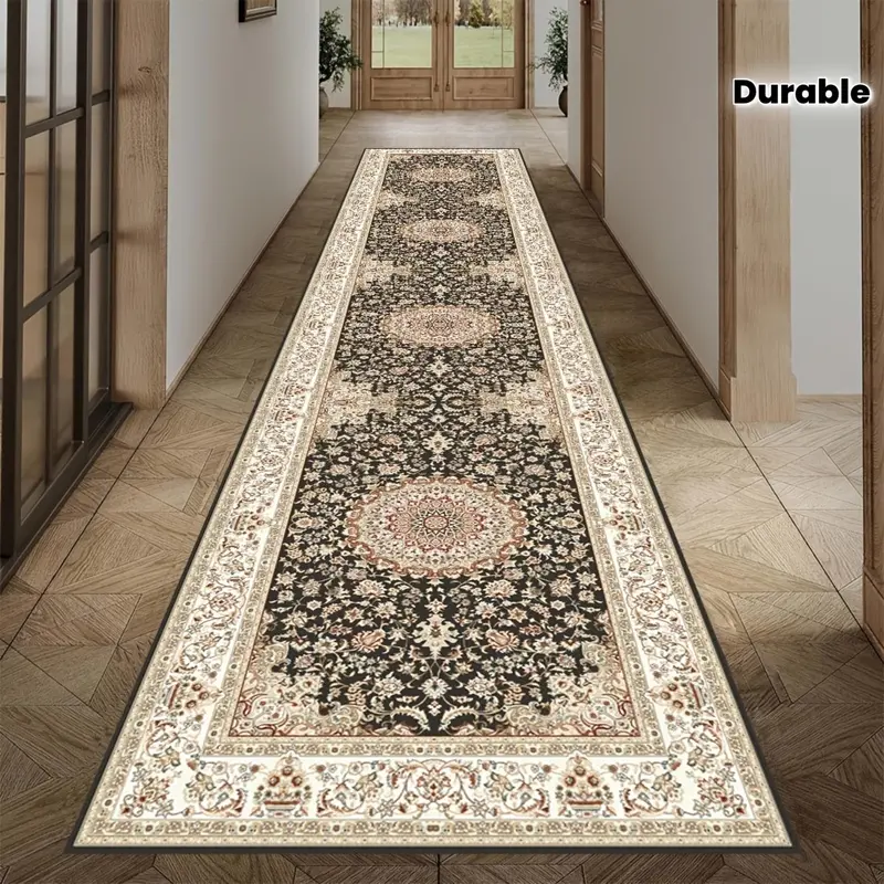 1pc American Retro Luxury Corridor Long Mat, Durable Kitchen Hallway Floor Mat, Soft and Comfortable Balcony Runner Floor Mat, Easy-to-Maintain Staircase Entrance Long Mat