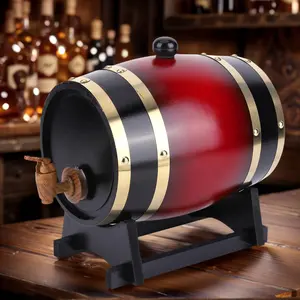 3L Retro Pine Wooden Barrel - Handmade Finish, Natural Grain, Sturdy Multi-Purpose Beverage Storage Utensil, Wine/Whisky Holder, Household Beer Brewing Tool for Bar & Kitchen, Utensils