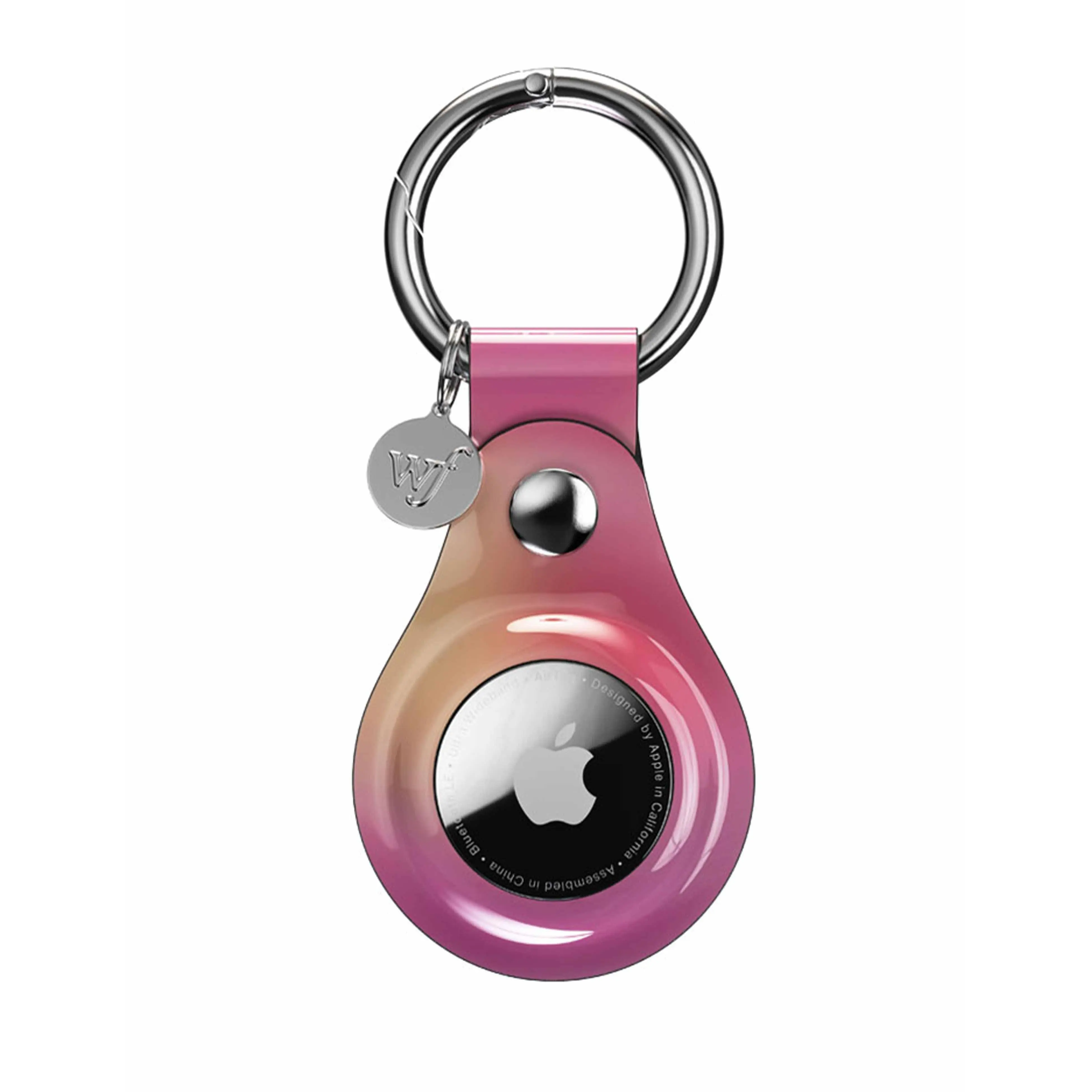Wildflower Cases Aura Airtag Keychain for Girls, Hot Pink Gradient Print Holder, Cute Keychain for Purse with Metal Snap Button, Cute Keychains, Key Covers
