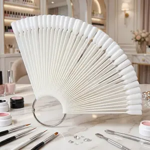 Professional Nail Art Practice Kit: 50 Pcs Fan-shaped Display Stands with Holders, Swatch Sticks for Polish Testing, Portable Nail Training Tools for Salon & Home Use, Anti-Scratch Rounded Design, Nail Tools Kits, Beginner Nail Tech Kit With Everything