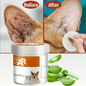 Aloe Vera Pet Wipes, Gentle Moisturizing Ear Cleaning & Tear Stain Removal, Hypoallergenic, Non-Irritating, Travel-Friendly, All Sizes