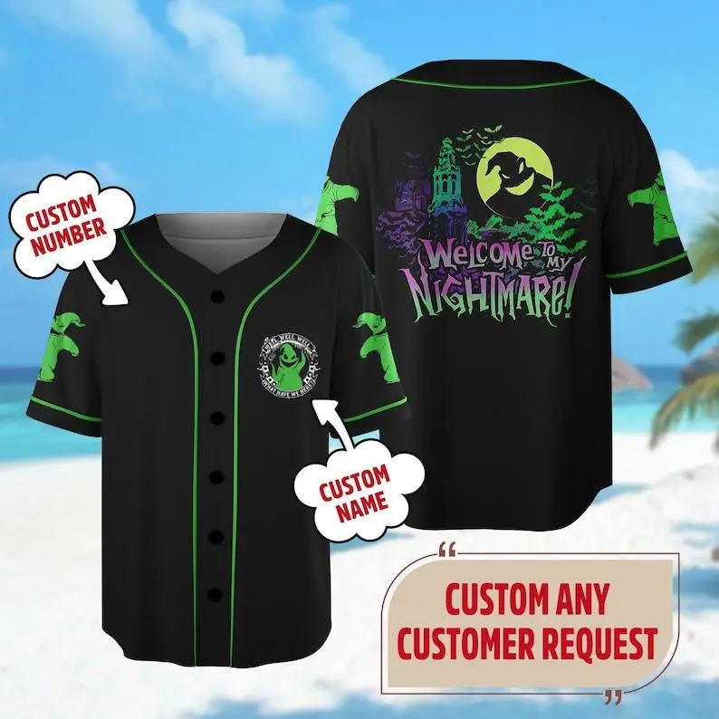Personalized Halloween Oogie Boogie Baseball Jersey, Ghost Baseball Shirt, Spooky Season Sport Jersey Team, Horror Shirt